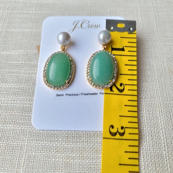 New! J. Crew Semi Precious Stone and Pearl pave earrings NWT - Picture 4 of 5